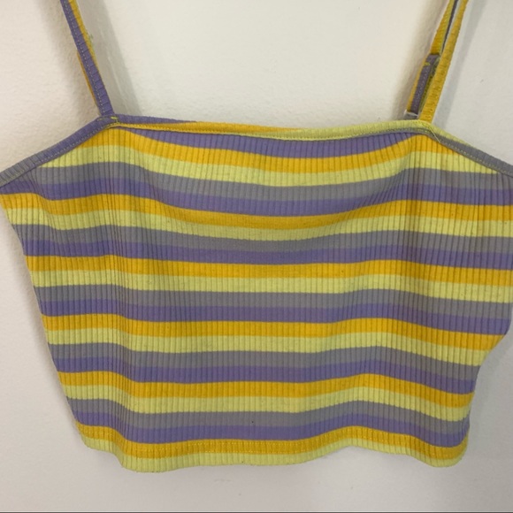 SHEIN Striped Cropped Camisole Purple Yellow Large - Picture 4 of 10